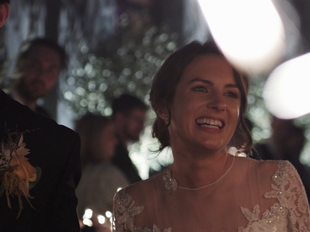 Bride walks through sparklers